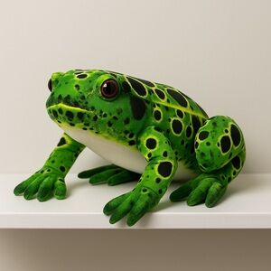Toy Network Green Frog Plush 15” Realistic Spots & Red Eyes